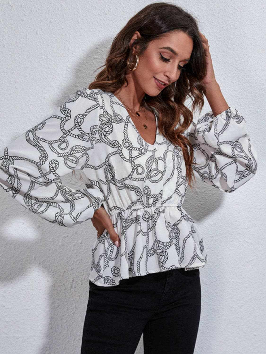 Accessories Trendsi V-Neck Peplum Top Women's Chic Blouse - Flattering & Stylish