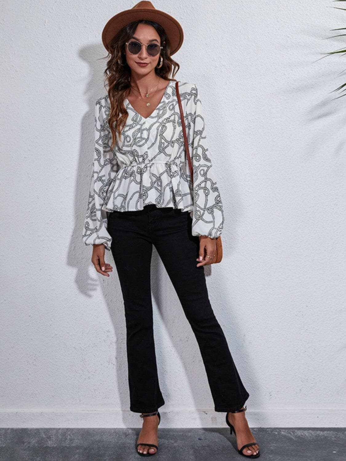 Accessories Trendsi V-Neck Peplum Top Women's Chic Blouse - Flattering & Stylish