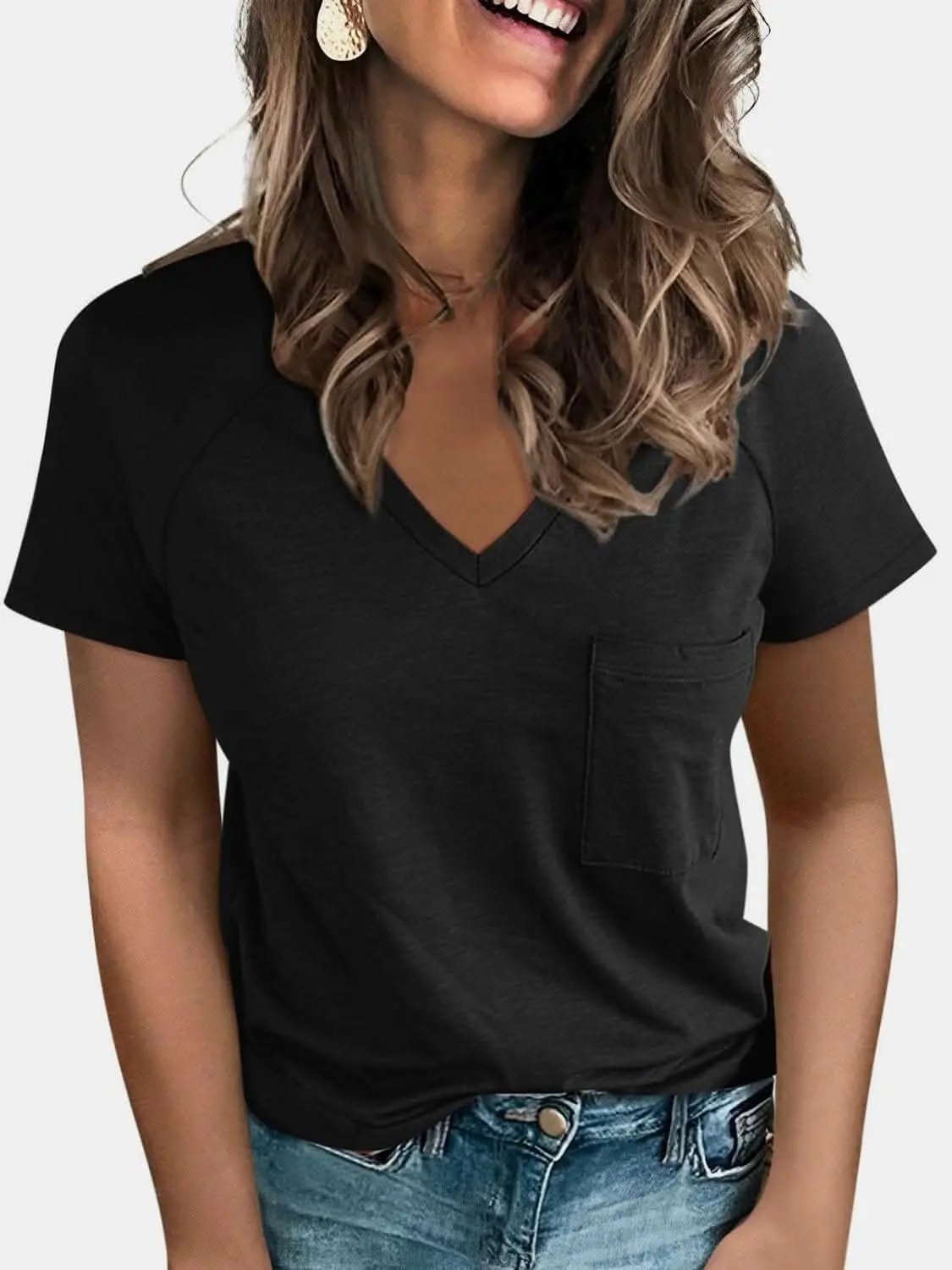 T-Shirts Trendsi just arrived - V-neck tee with pockets - comfy fit