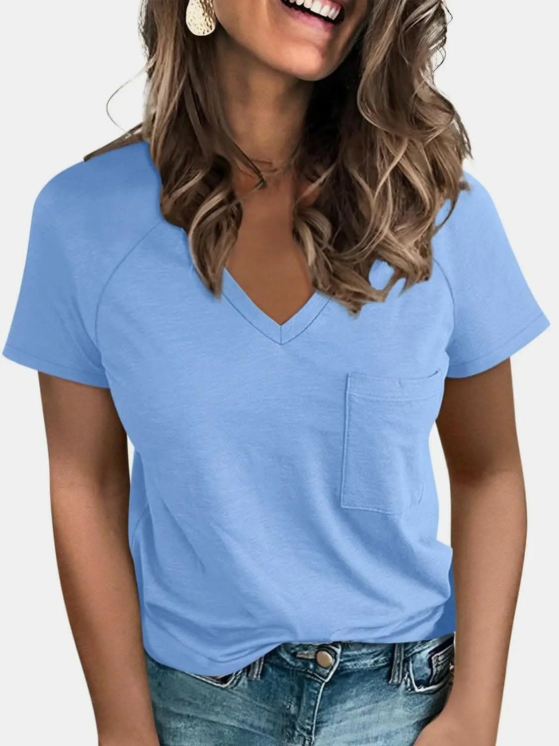 T-Shirts Trendsi just arrived - V-neck tee with pockets - comfy fit