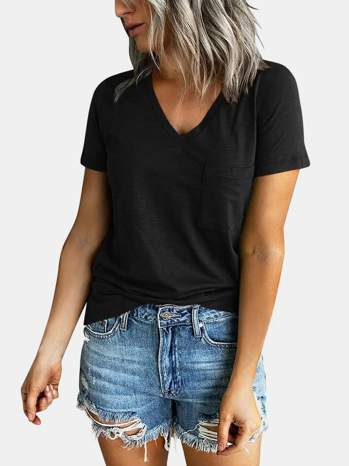 T-Shirts Trendsi just arrived - V-neck tee with pockets - comfy fit