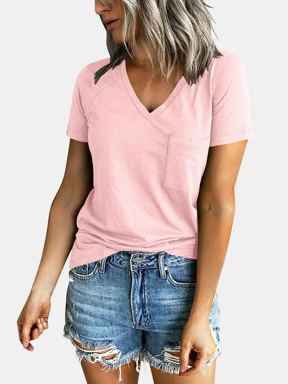 T-Shirts Trendsi just arrived - V-neck tee with pockets - comfy fit