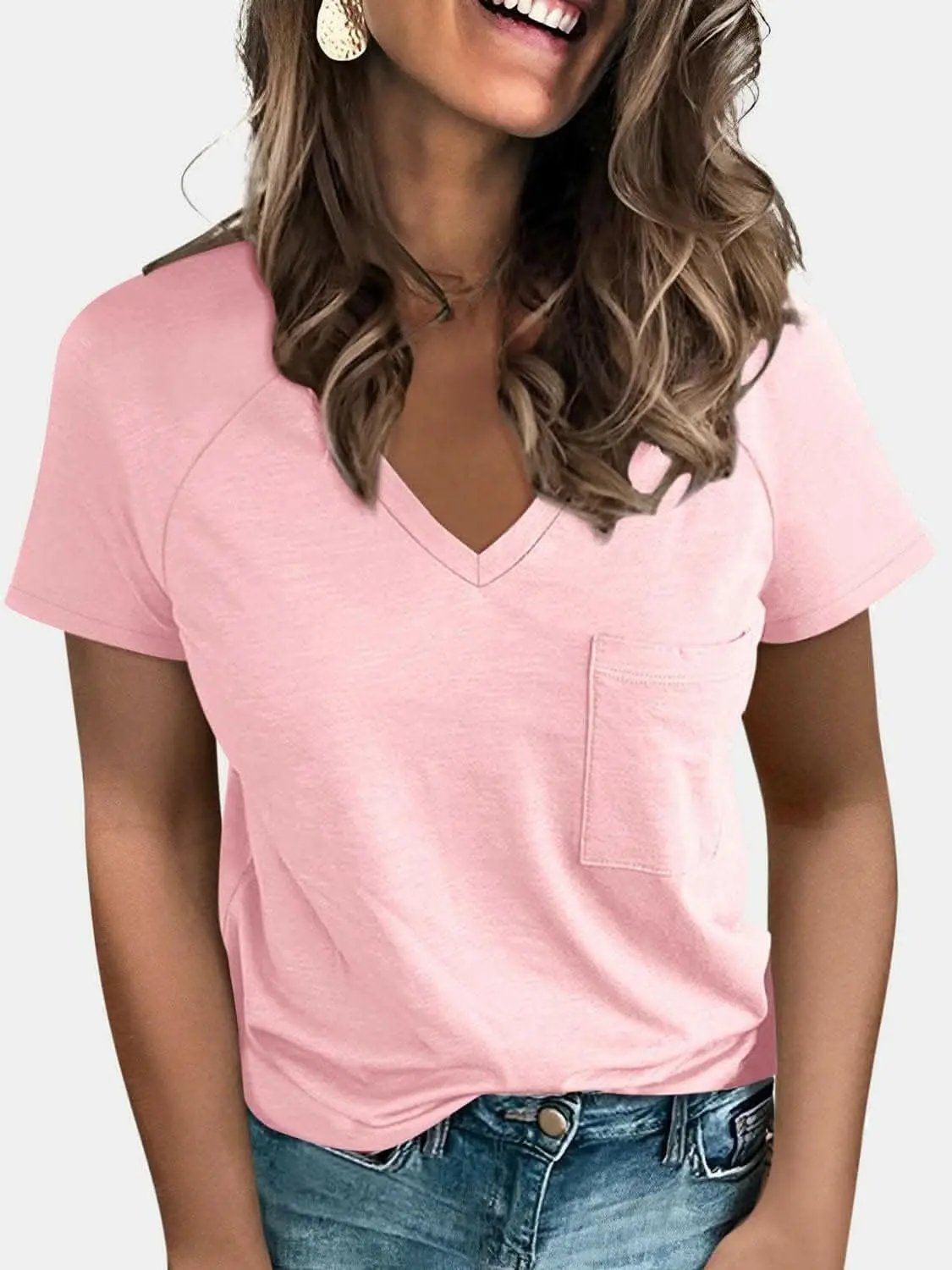 T-Shirts Trendsi just arrived - V-neck tee with pockets - comfy fit