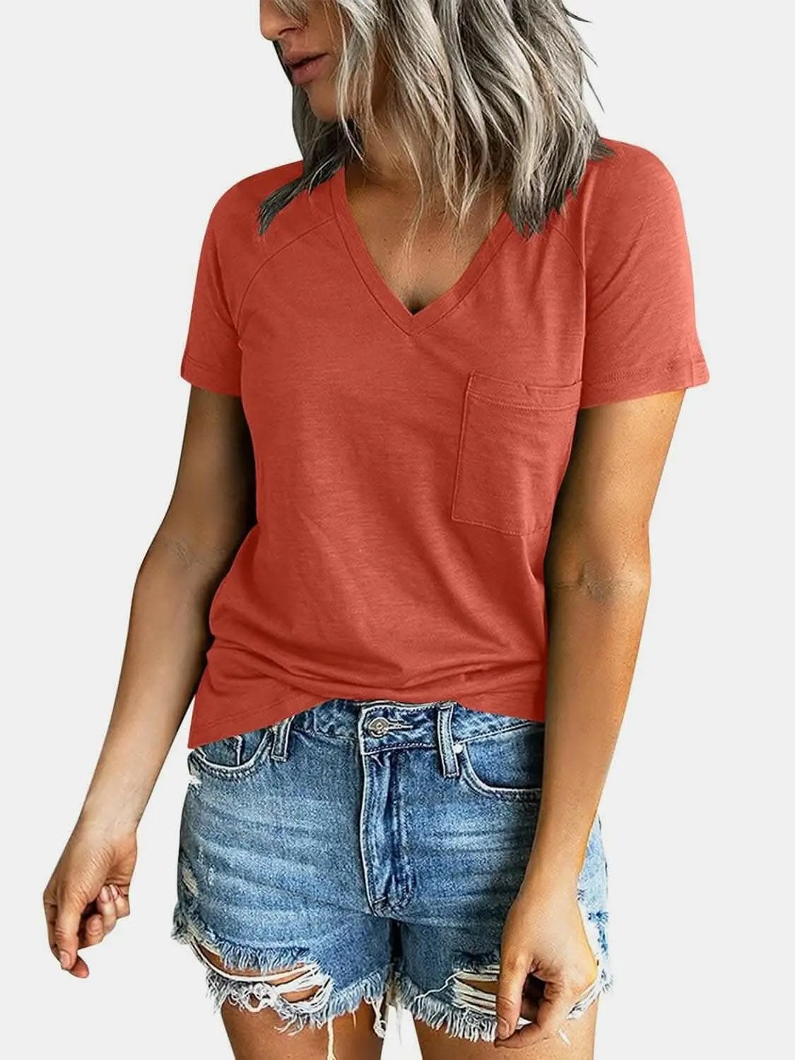 T-Shirts Trendsi just arrived - V-neck tee with pockets - comfy fit