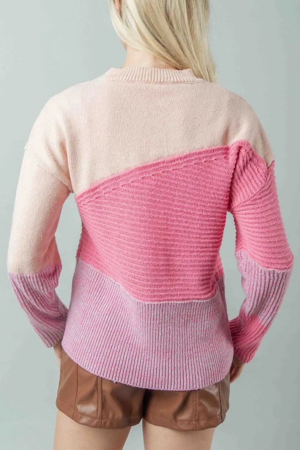 Sweaters Trendsi Color Block Sweater Women's Knit Top Long Sleeve, USA Shipped