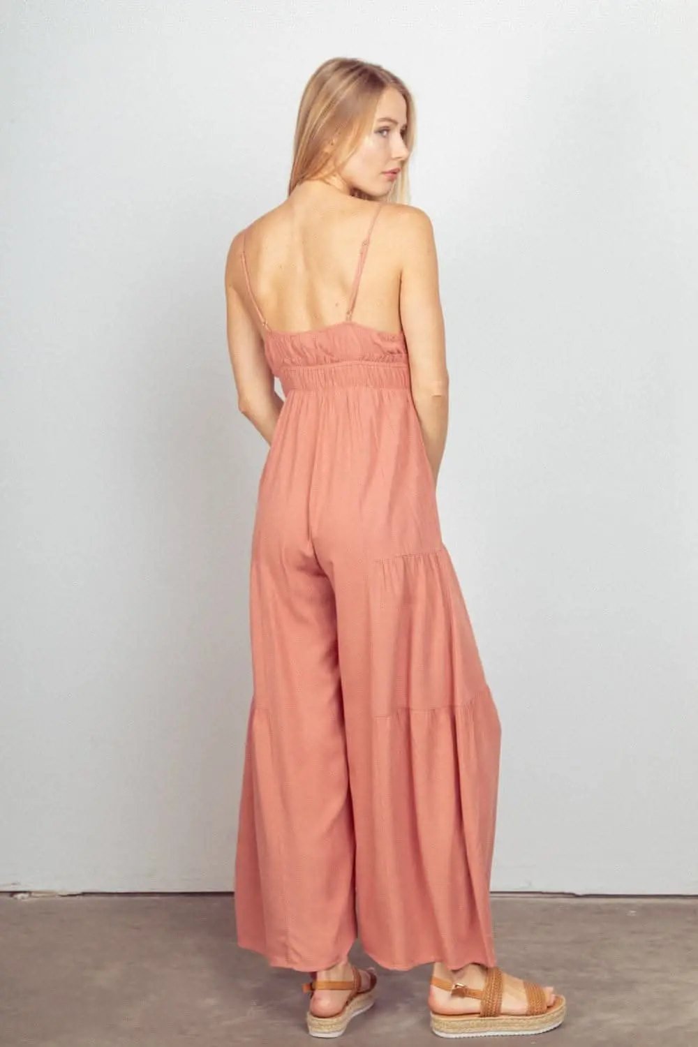 Dresses Trendsi Ruched Jumpsuit Women's Casual Wide Leg Romper USA Shipped, Sleeveless