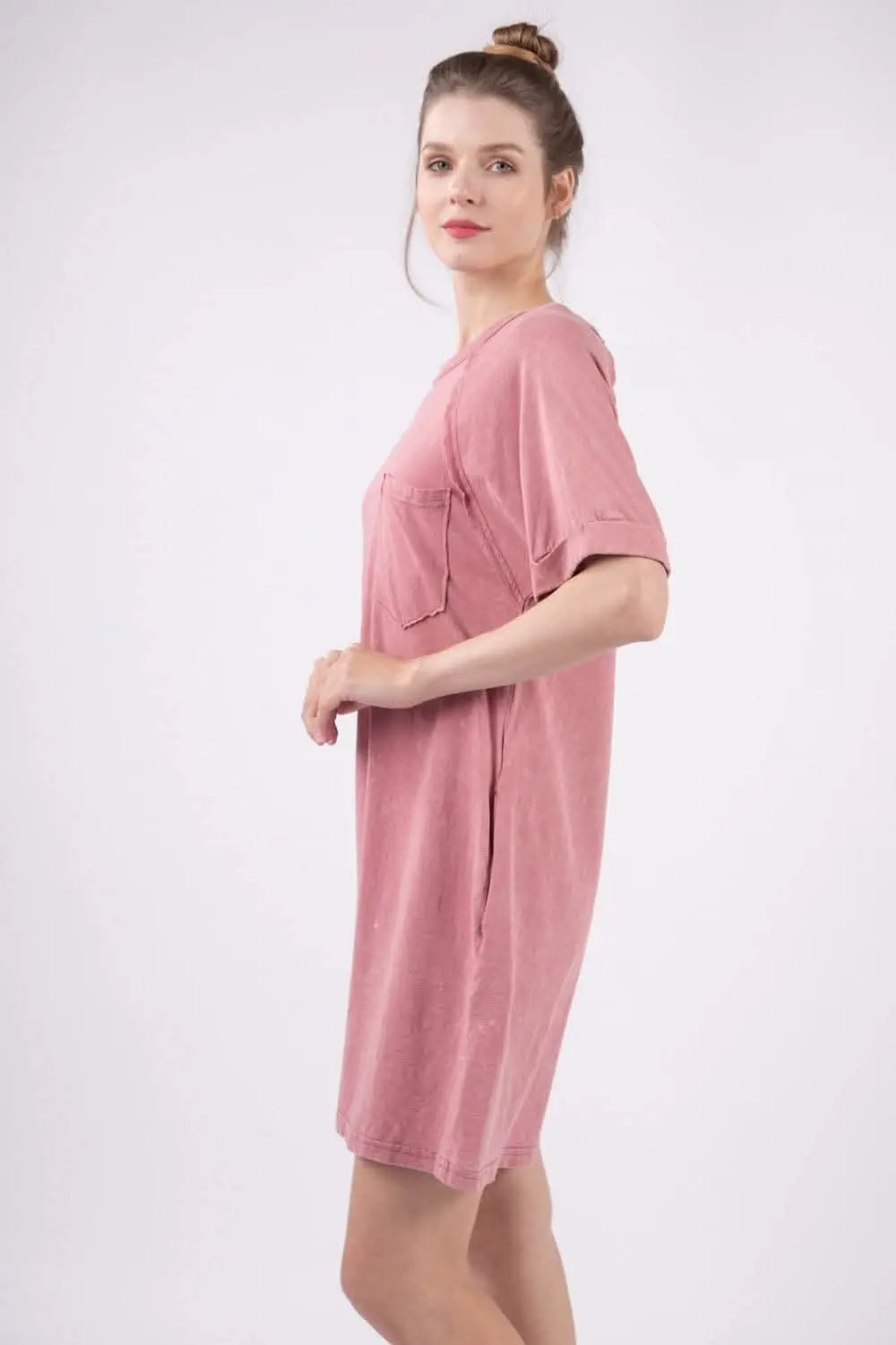 Dresses Trendsi VERY J Washed Round Neck Mini Tee Dress for Effort