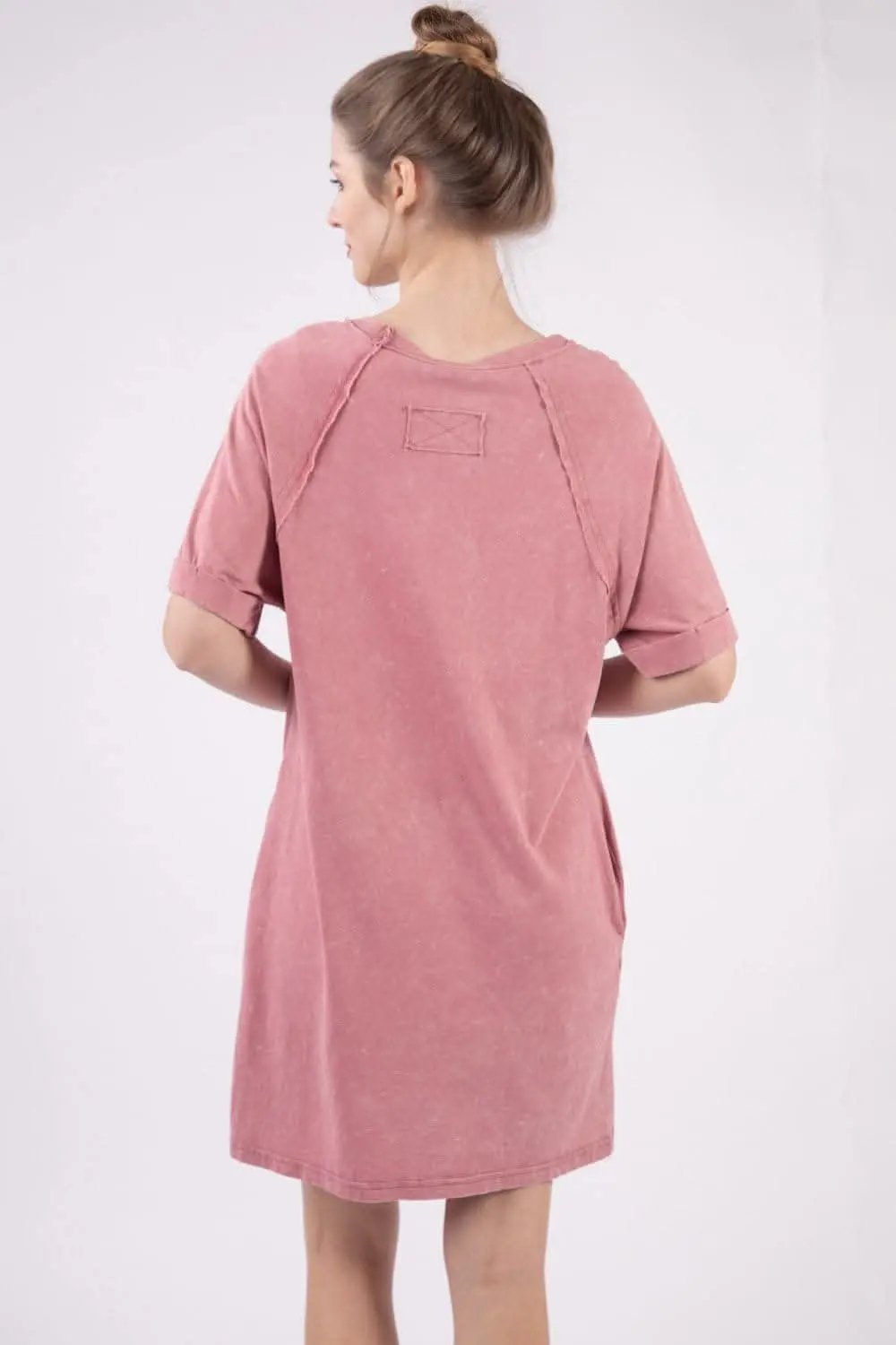 Dresses Trendsi VERY J Washed Round Neck Mini Tee Dress for Effort