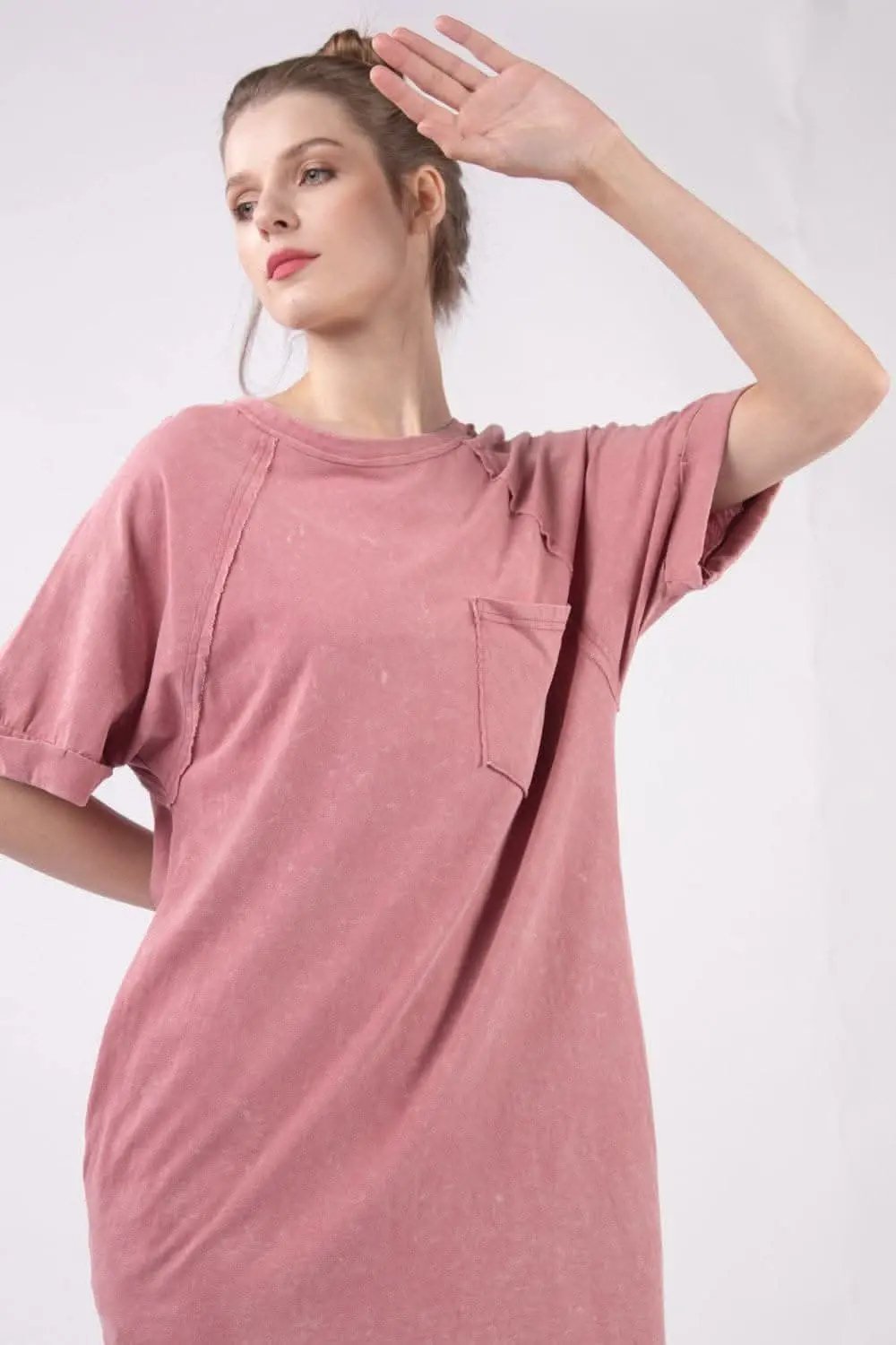 Dresses Trendsi VERY J Washed Round Neck Mini Tee Dress for Effort