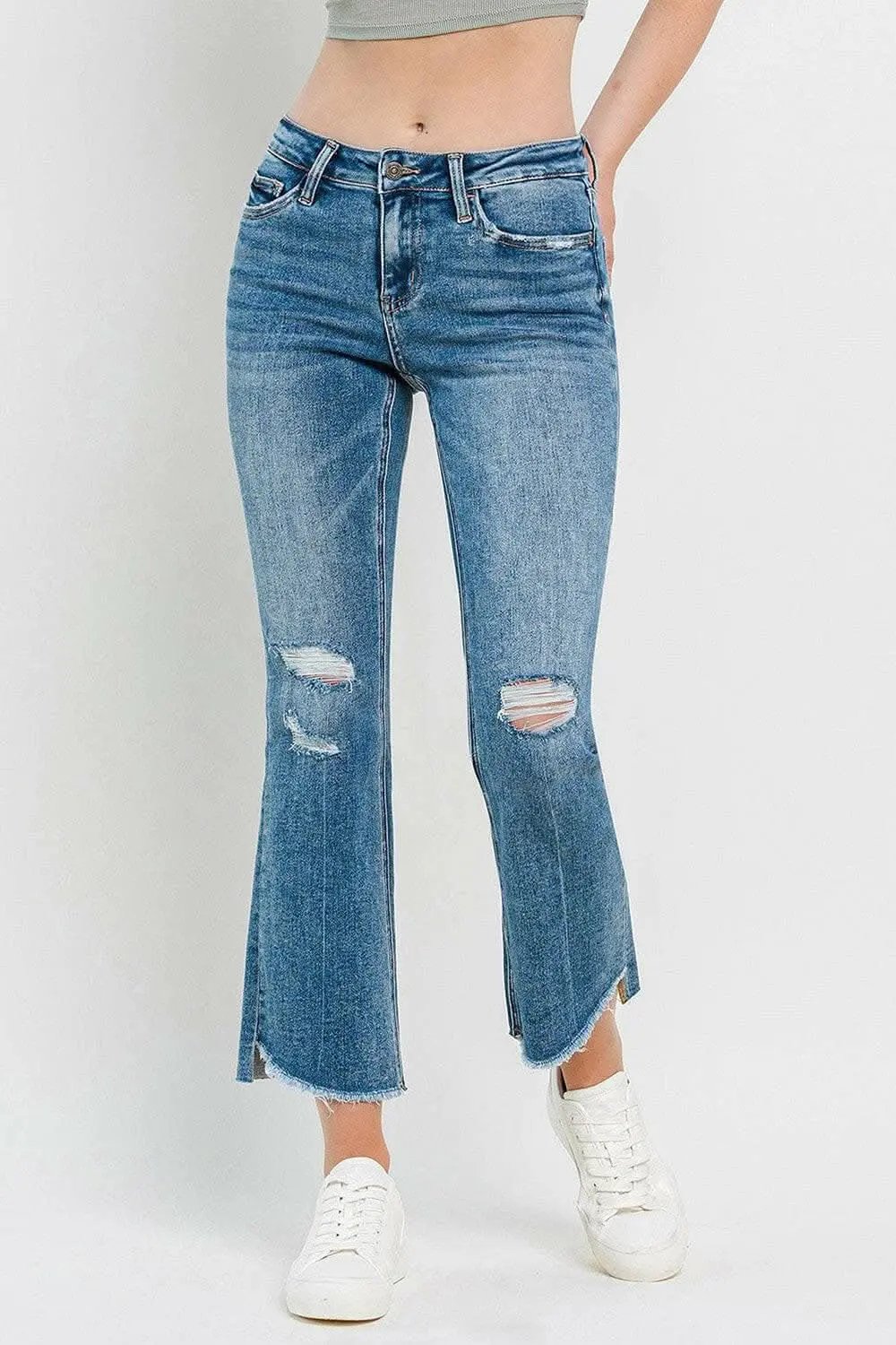 Women's Distressed Flare Jeans by Trendsi | Mid Rise