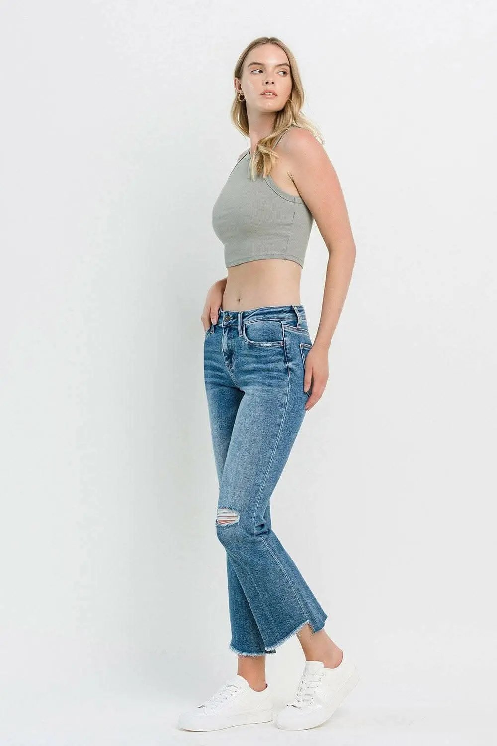Women's Distressed Flare Jeans by Trendsi | Mid Rise