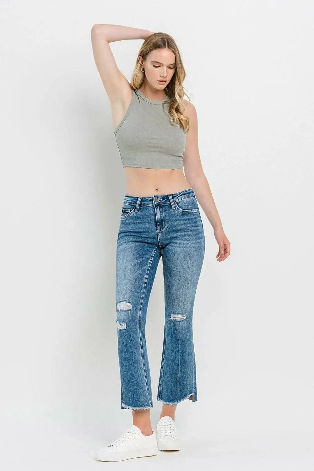 Women's Distressed Flare Jeans by Trendsi | Mid Rise