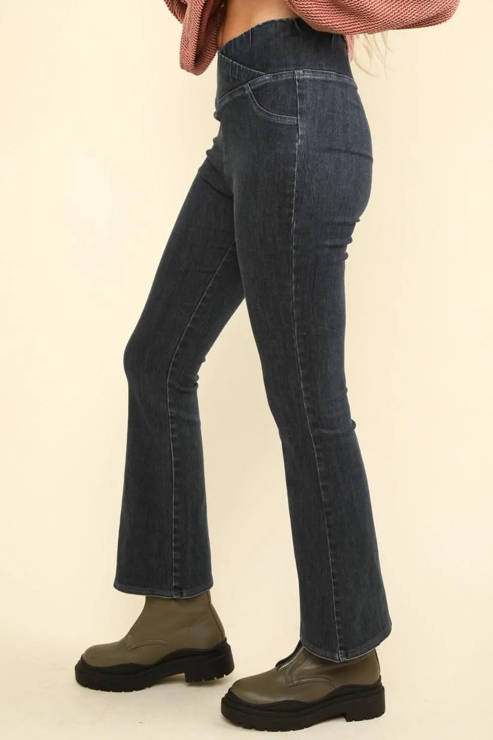 Trendsi Denim Crossover Leggings Women's High-Stretch Activewear