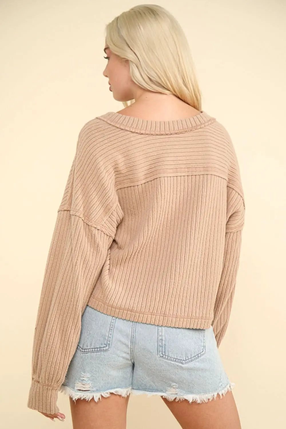 Sweaters Trendsi Ribbed Knit Top Women's V-Neck Basic Tee Soft & Comfy