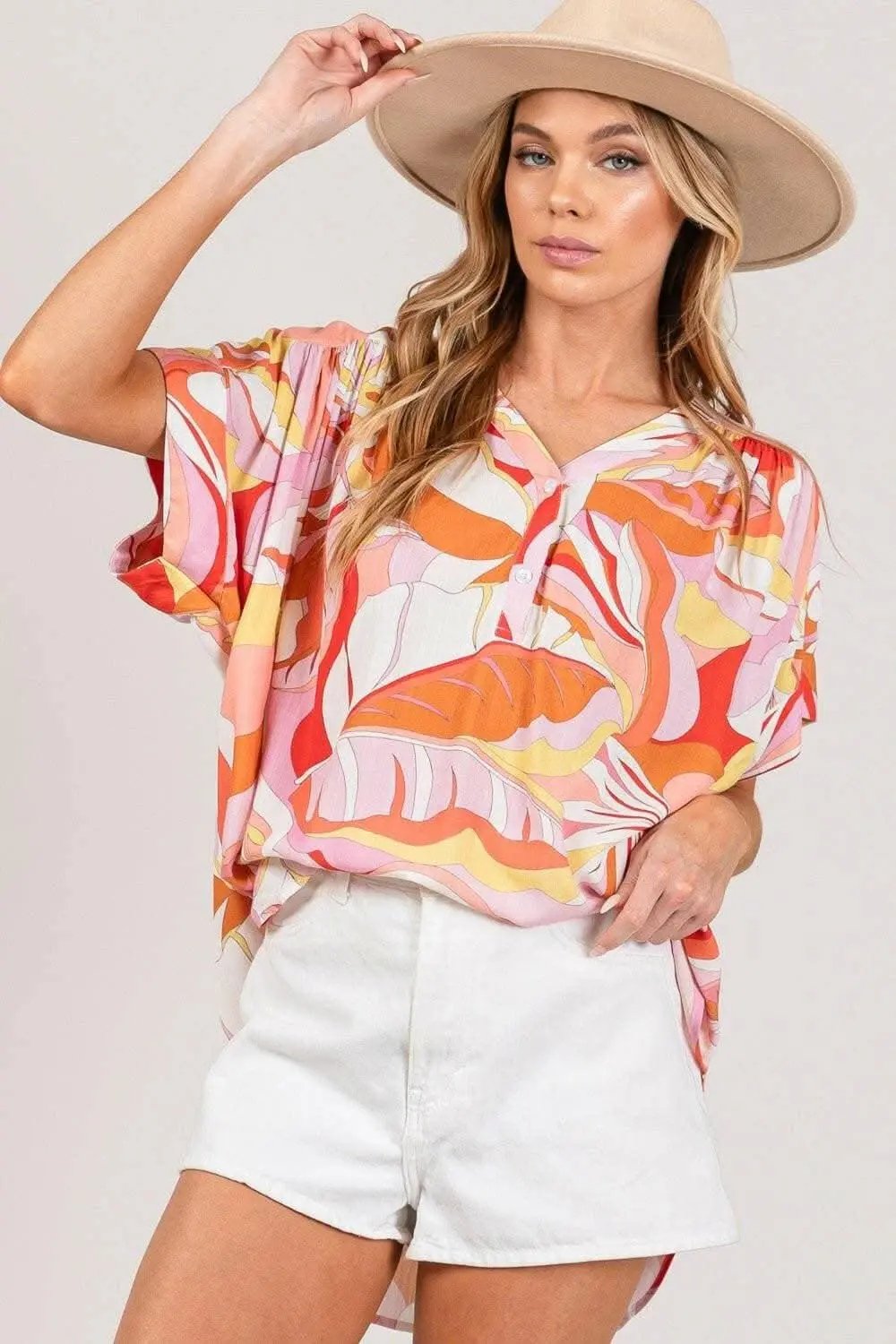 Women's Blouse Trendsi Abstract Print Top | Coral