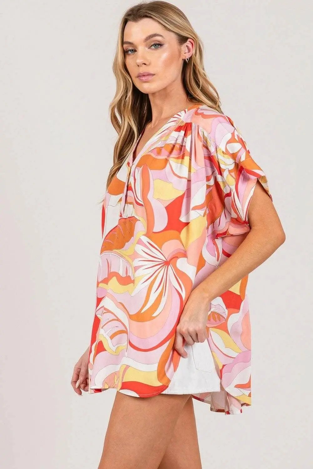 Women's Blouse Trendsi Abstract Print Top | Coral