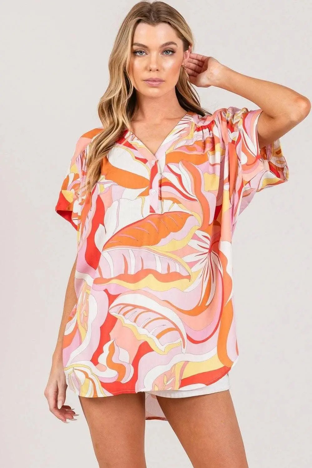 Women's Blouse Trendsi Abstract Print Top | Coral