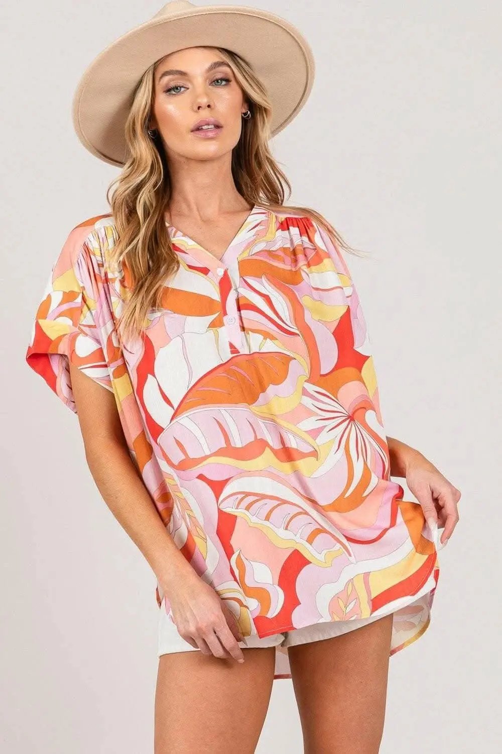 Women's Blouse Trendsi Abstract Print Top | Coral