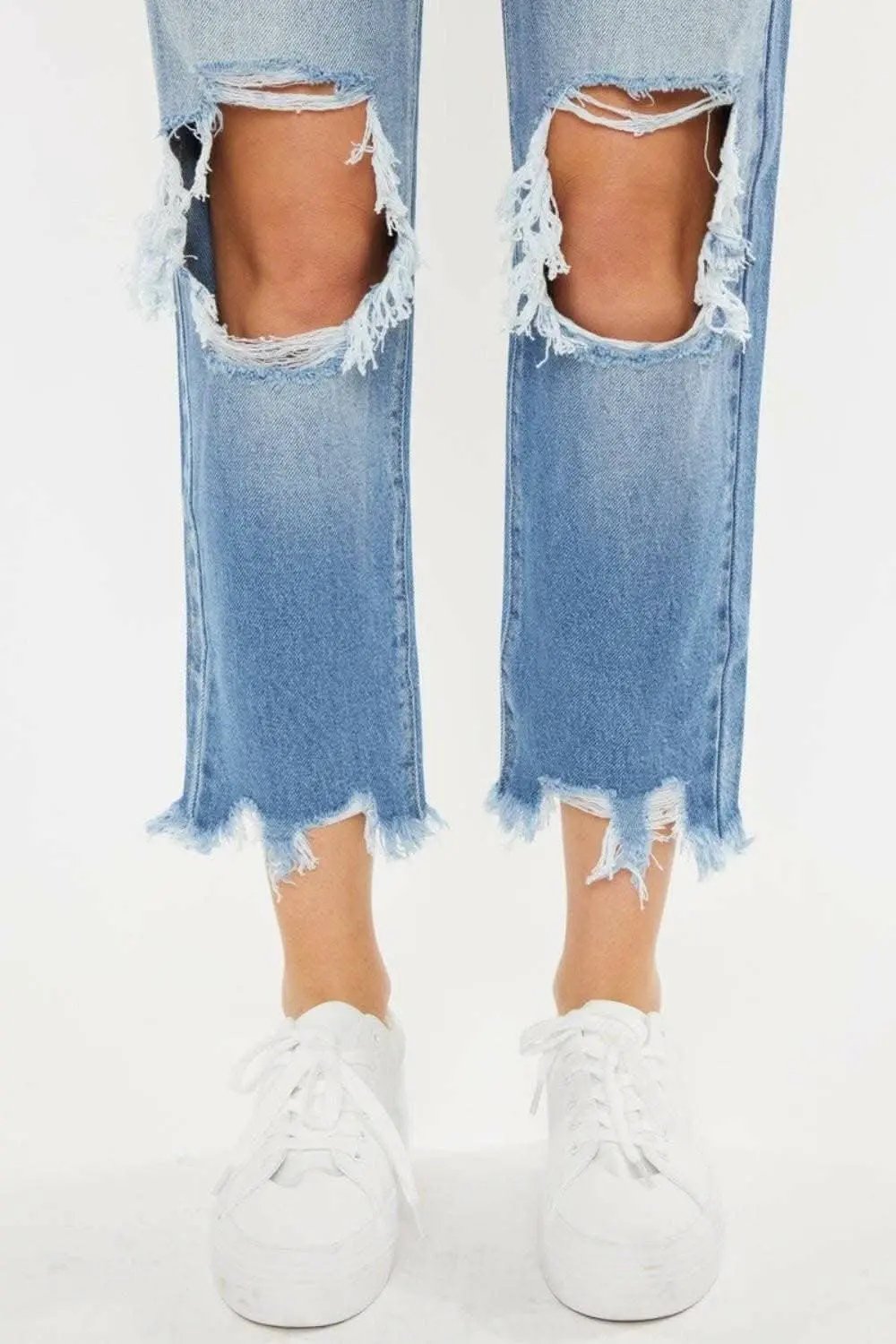 Trendsi Vintage Blue Jeans | High Rise Straight Leg