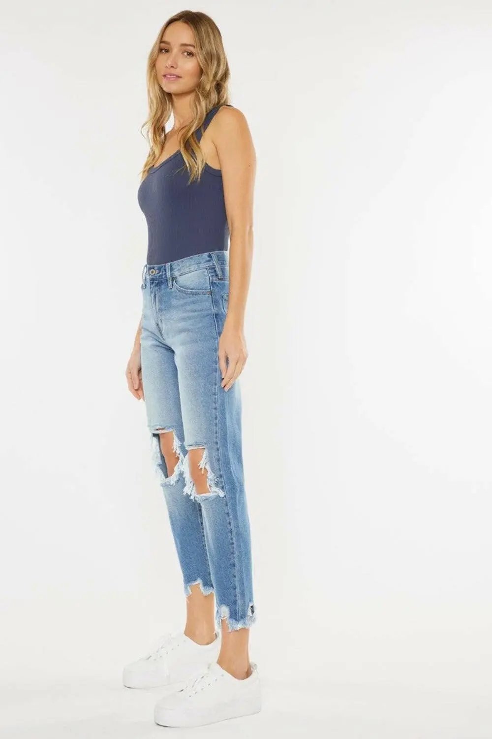 Trendsi Vintage Blue Jeans | High Rise Straight Leg