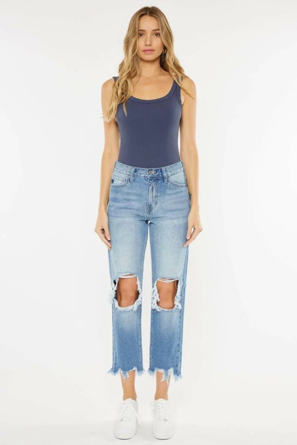 Trendsi Vintage Blue Jeans | High Rise Straight Leg