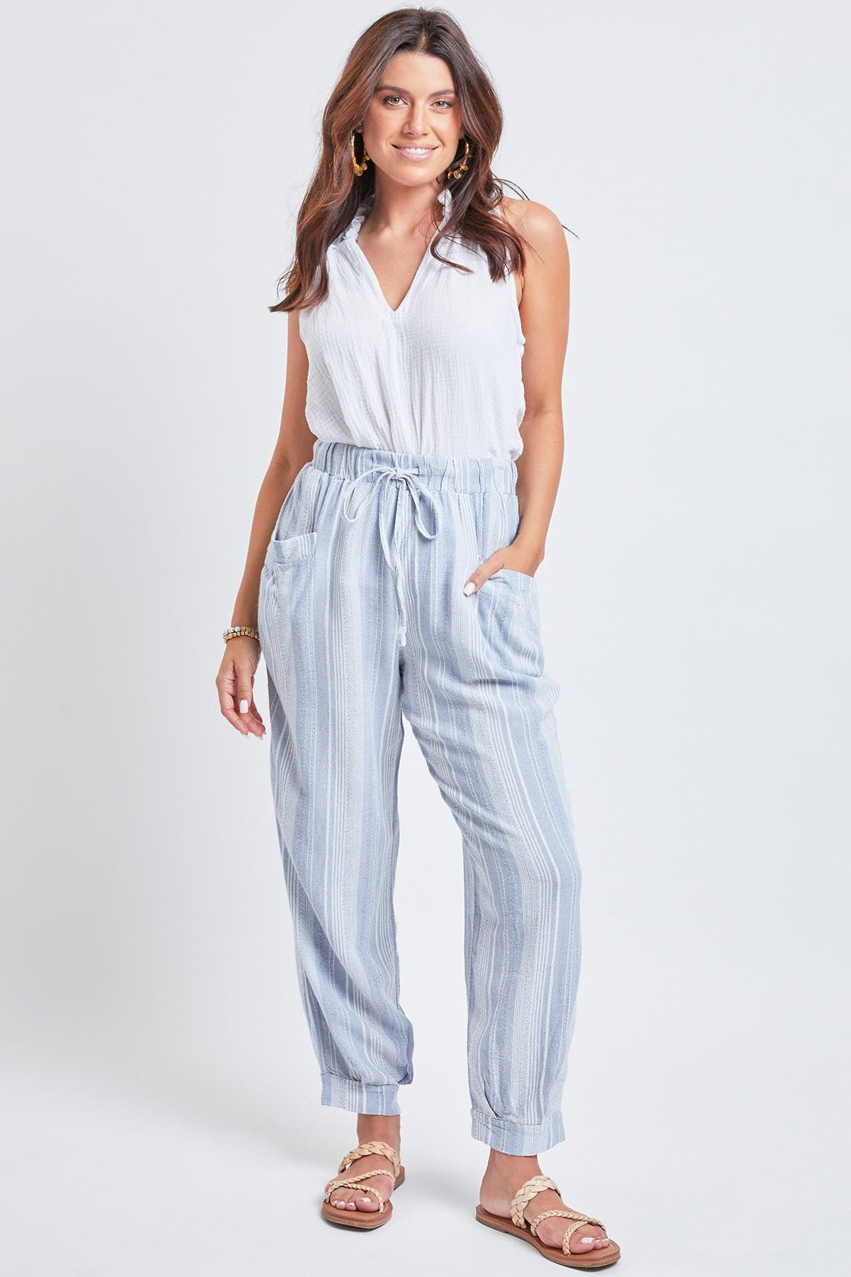 Women's Linen Joggers With Banded Hem