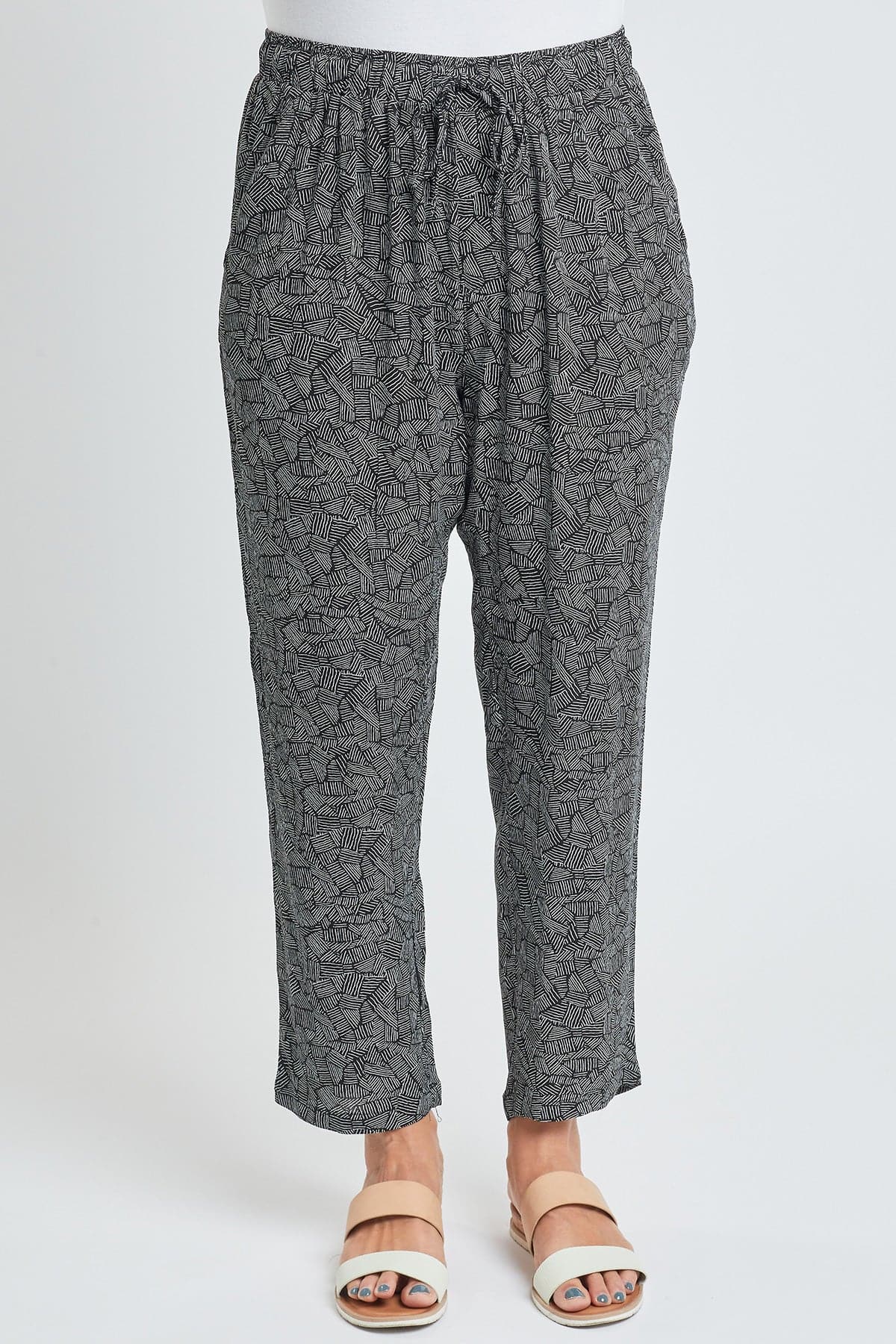 Women's Straight Tapered High Rise Drawstring Waistband Pants Lifestyle Collection