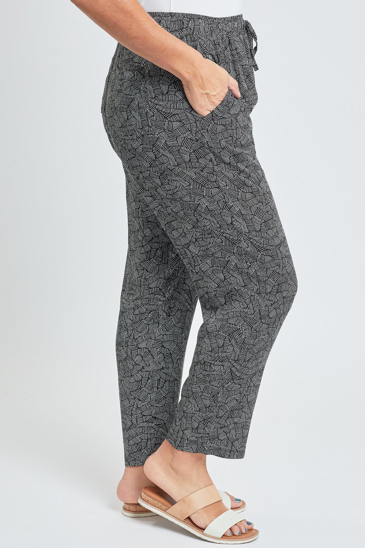 Women's Straight Tapered High Rise Drawstring Waistband Pants Lifestyle Collection