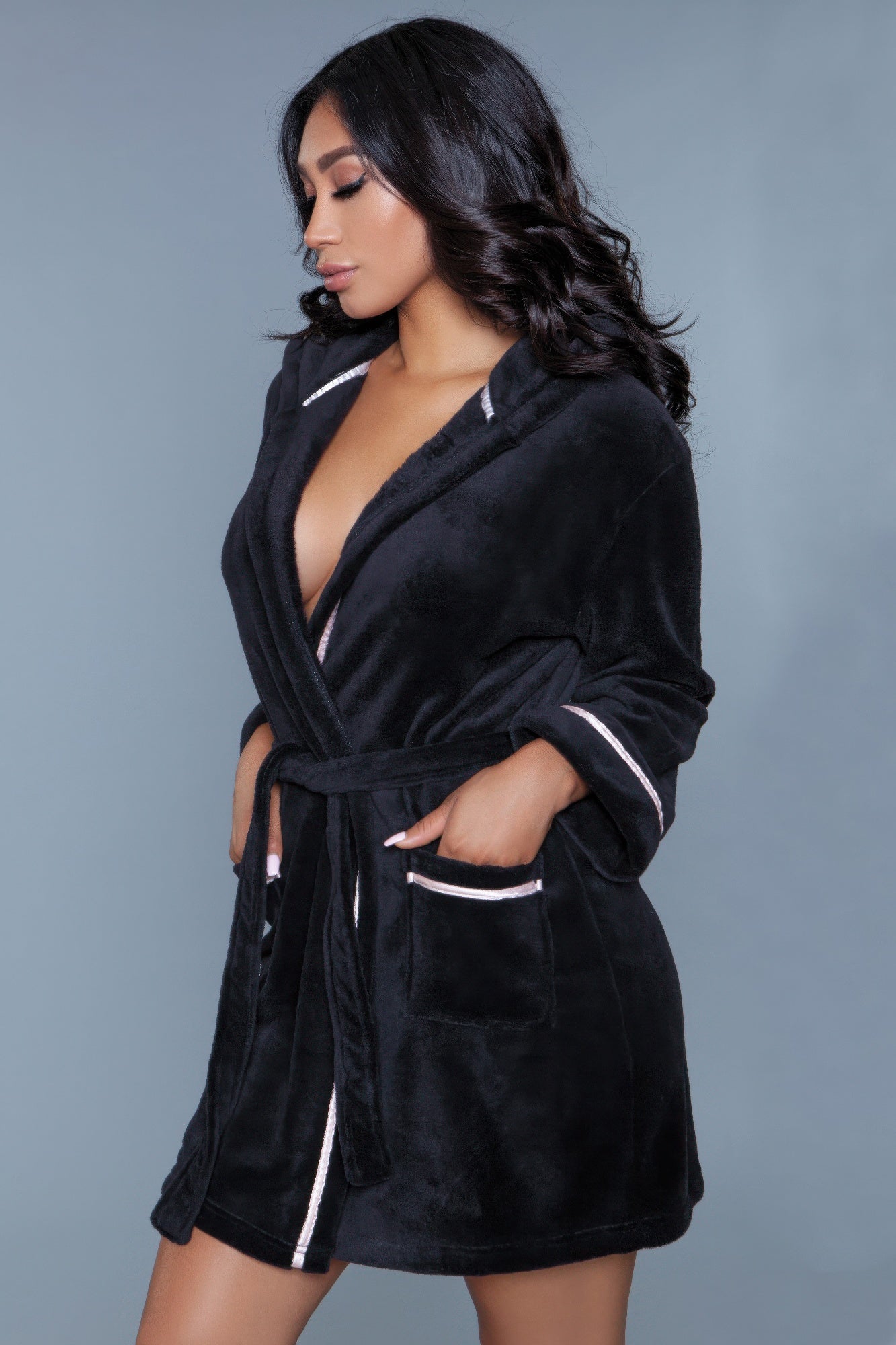 Size 3XL Black Plush  Robe
