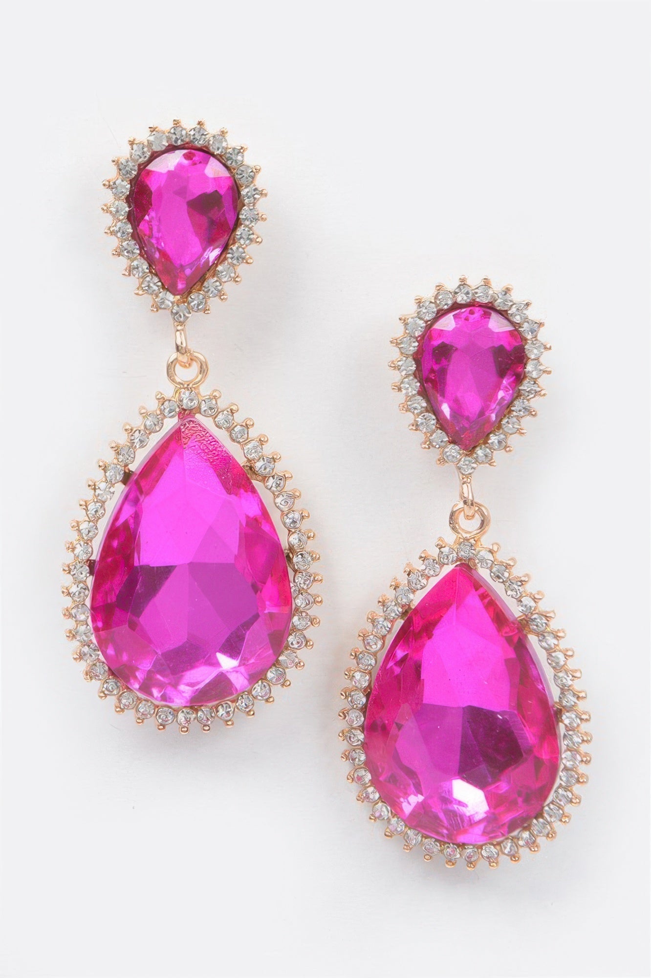 Rhinestone Dangle Earrings 2.25"