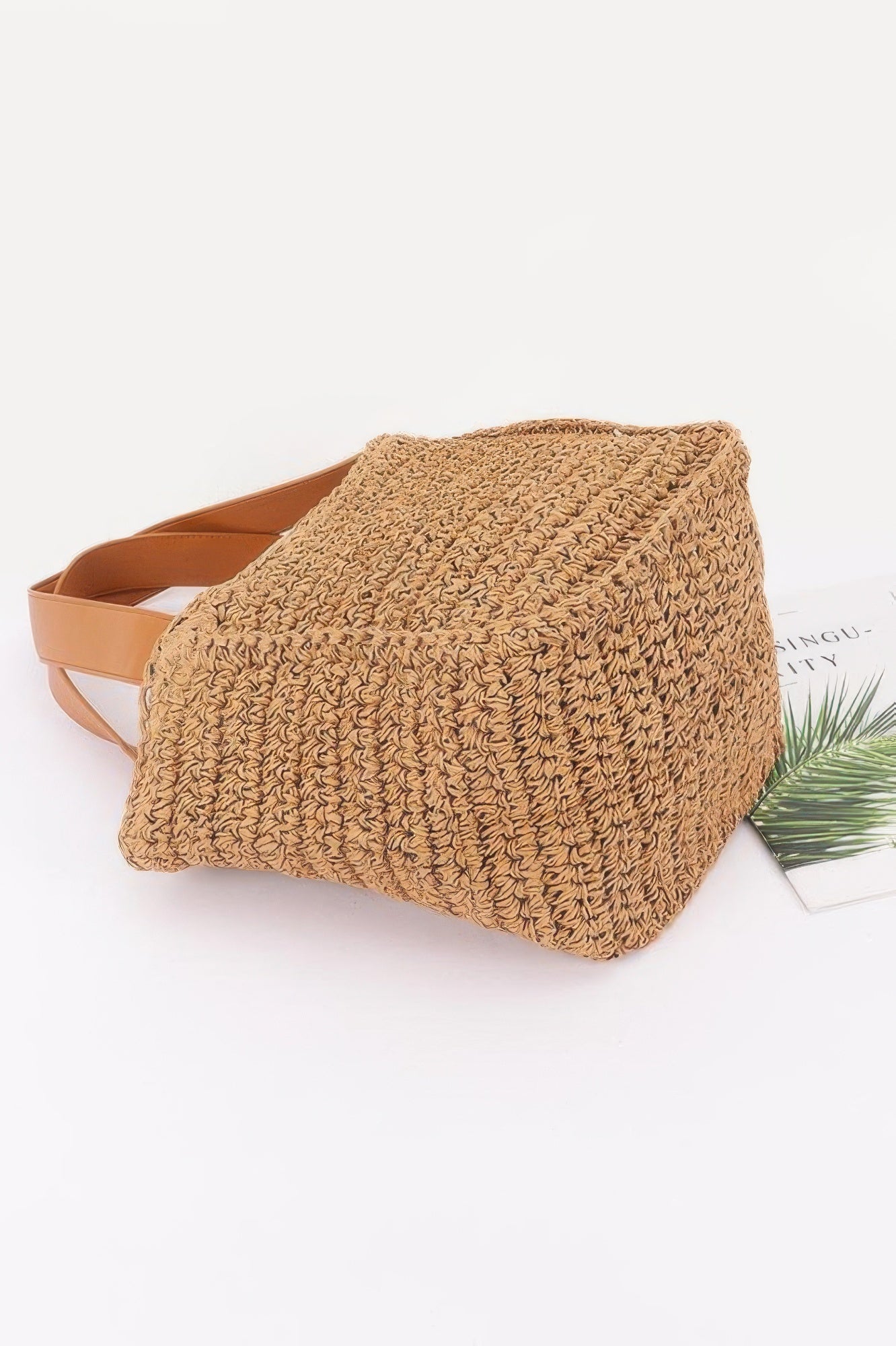 Faux Straw Ribbon Tote Bag