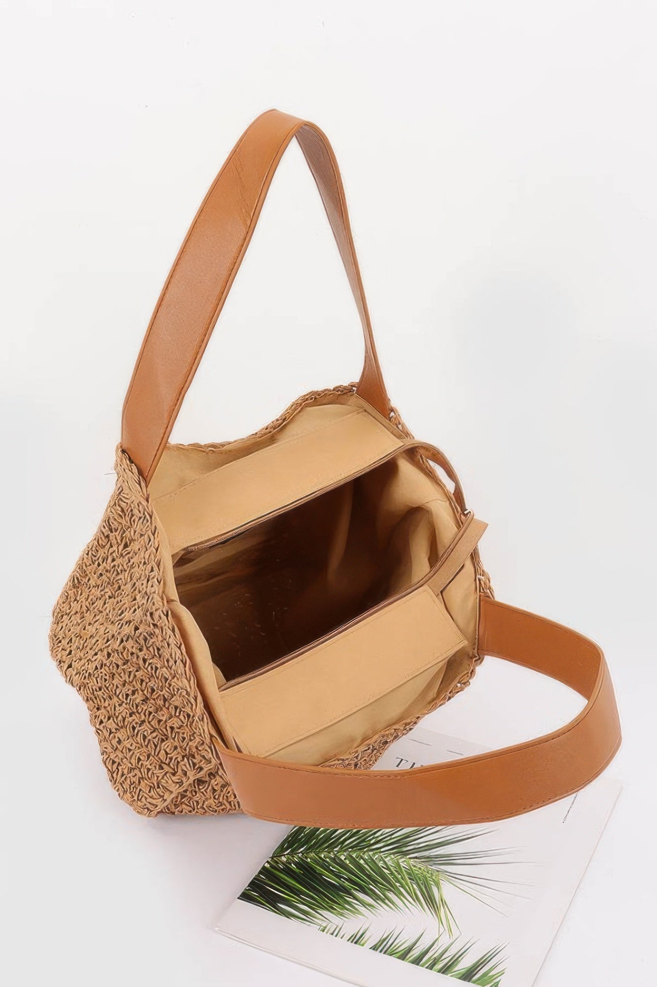 Faux Straw Ribbon Tote Bag