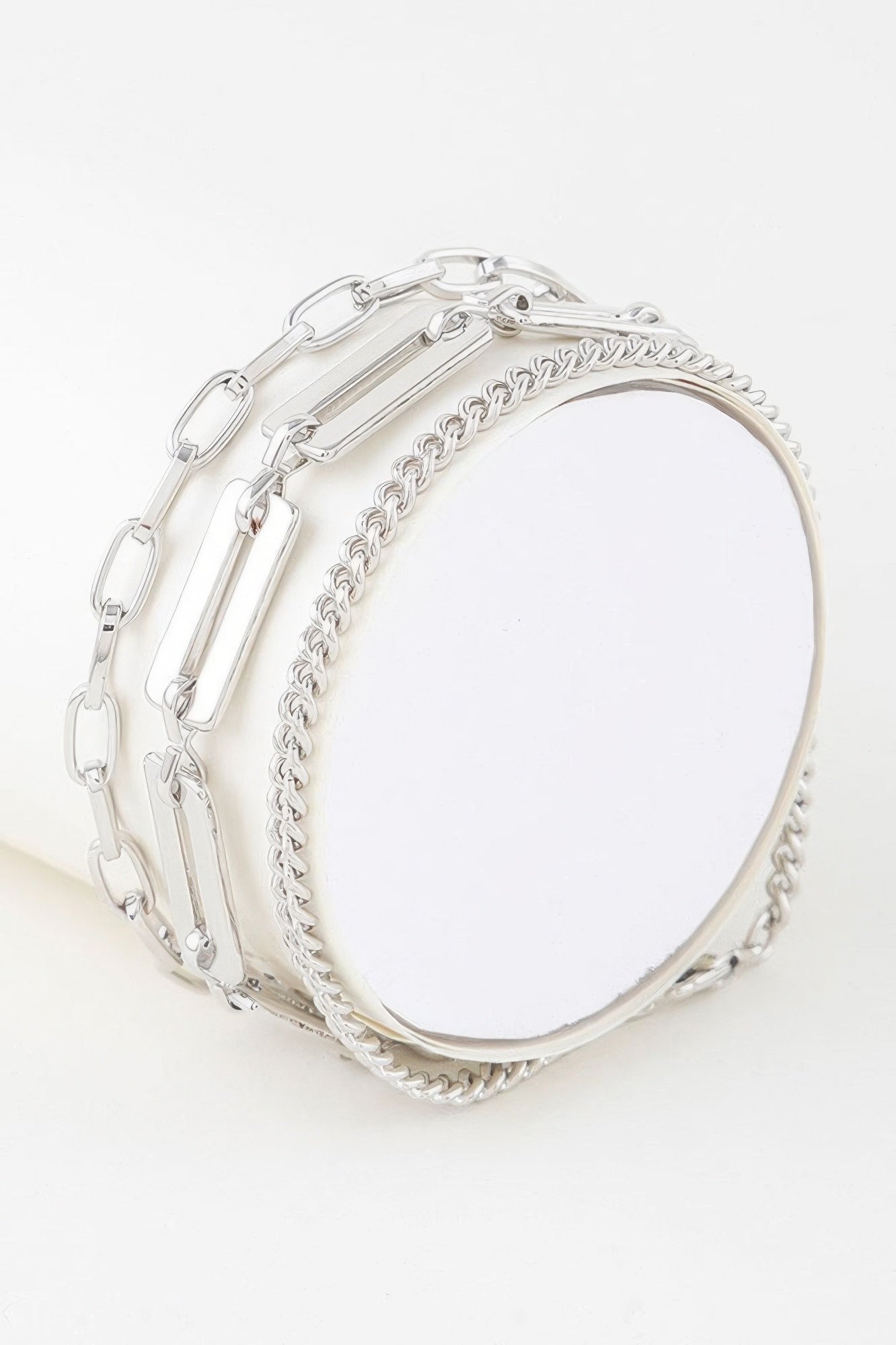 Triple Plate Curb Link Chain Bracelet