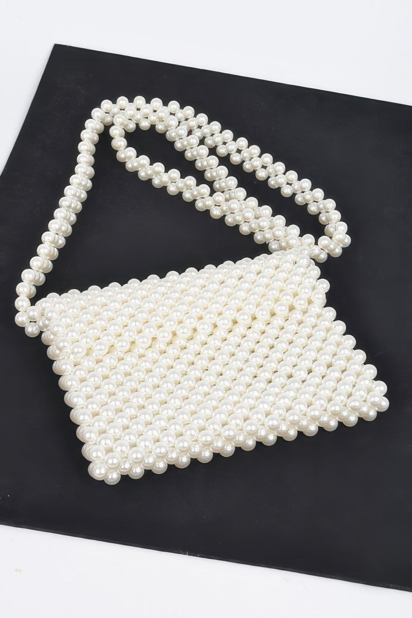 Hand Made Faux Pearl Bead Flap Crossbody Bag