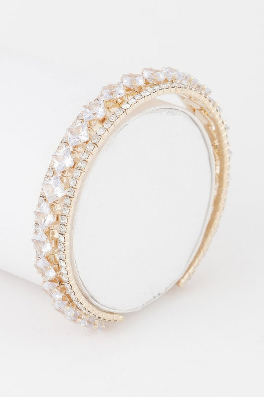 Classic Cubic Rhinestone Cuff Bracelet