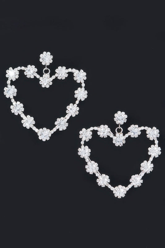 Multi Rhinestone Flower Heart Shape Earring