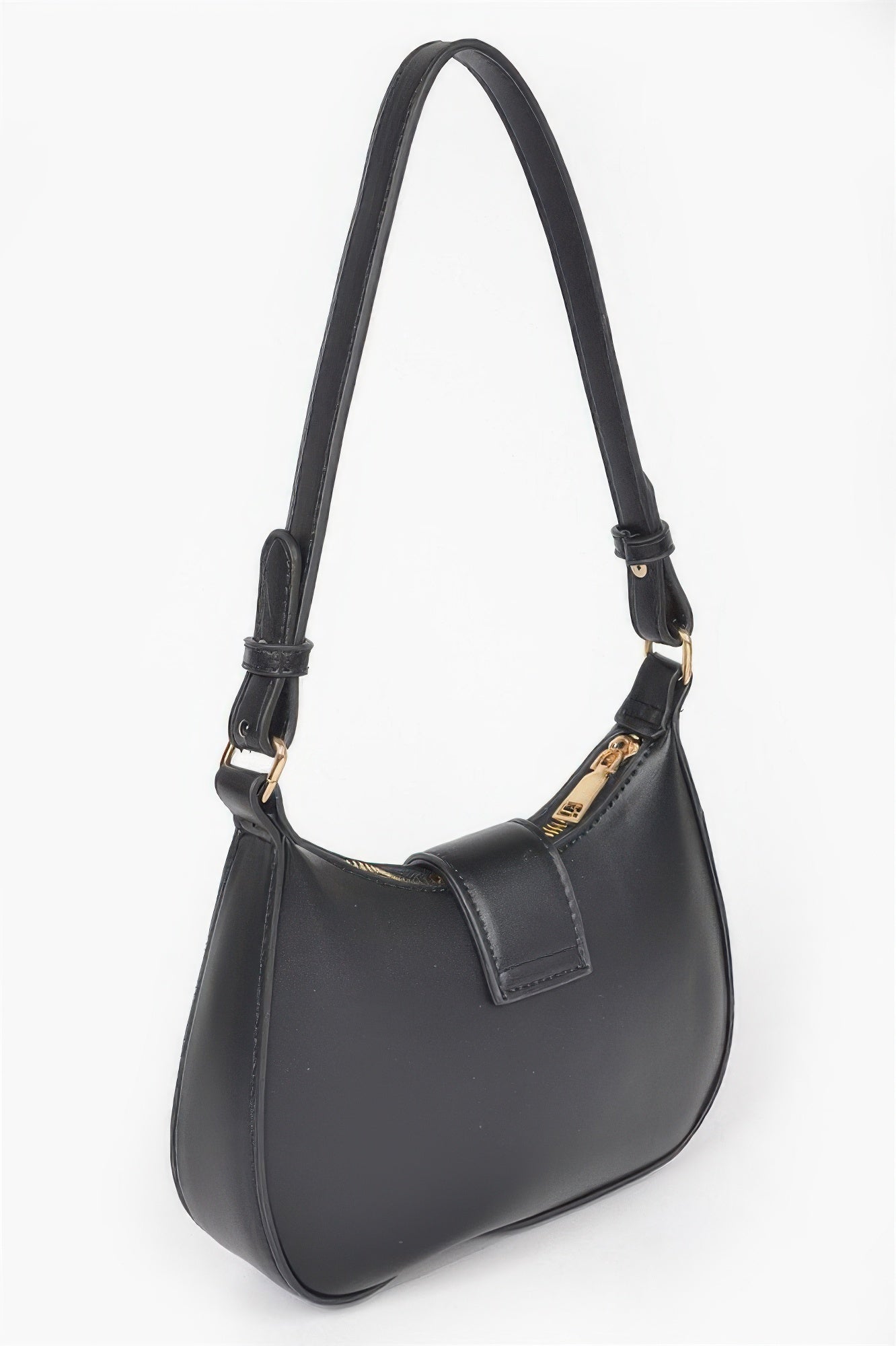 Vegan Leather Small Hobo Bag W/metal Ribbon