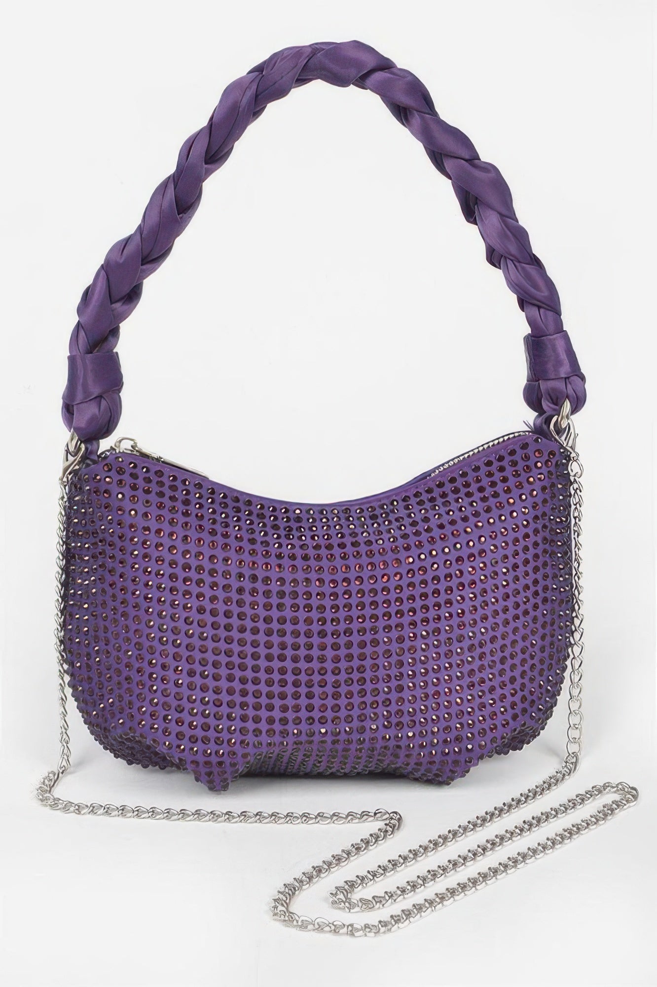 Hot Fix Stone Twisted Handle Small Hobo Bag