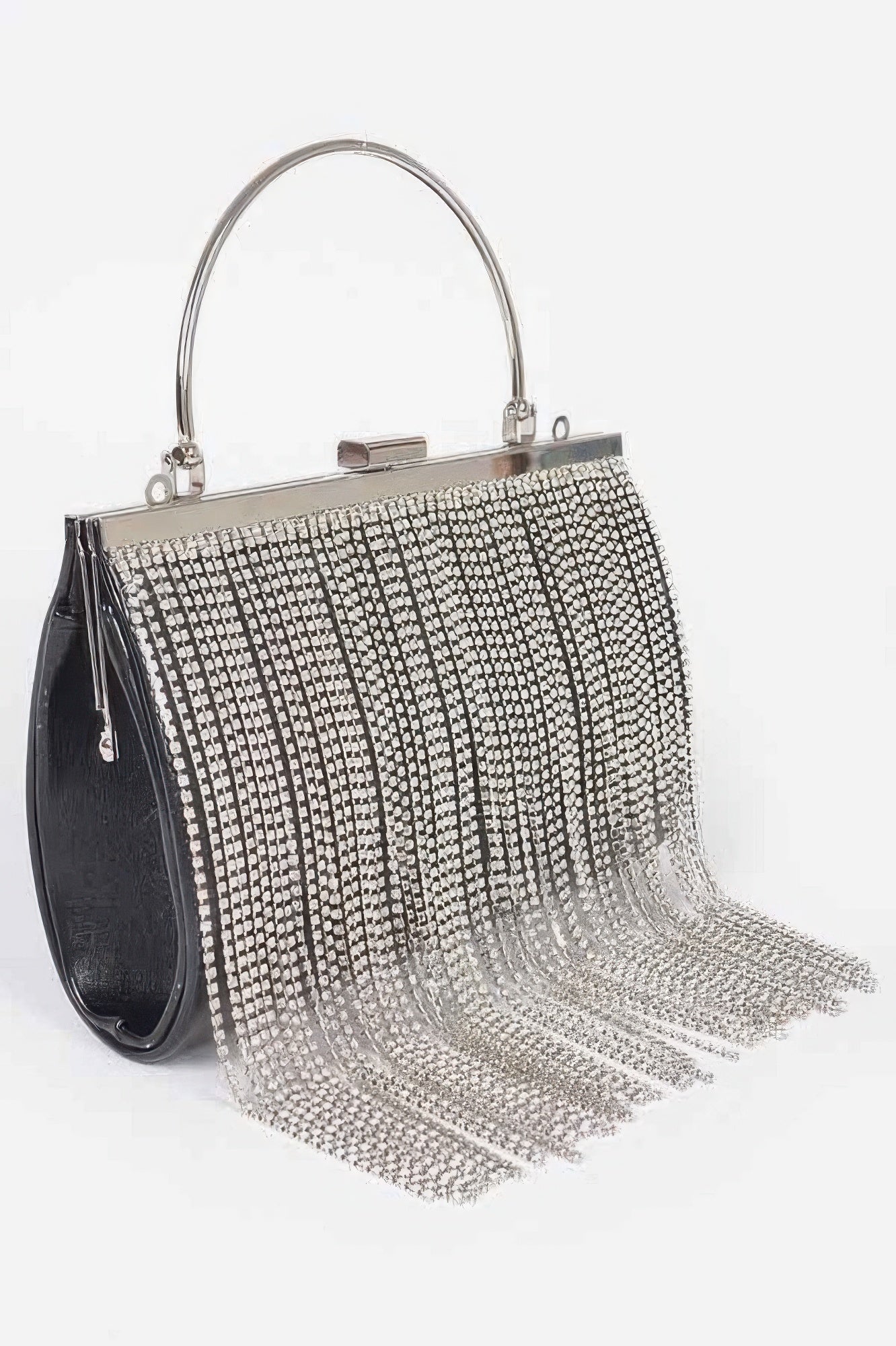 Rhinestone Fringe Metallic Party Clutch