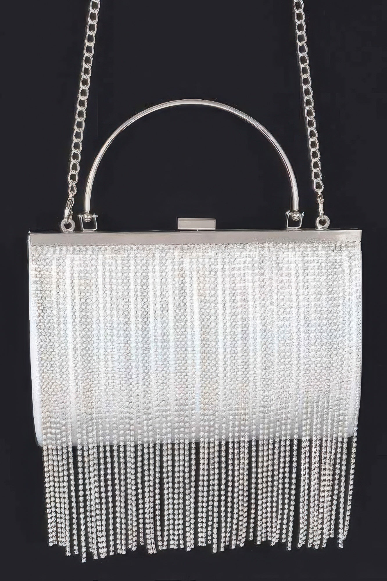 Rhinestone Fringe Metallic Party Clutch