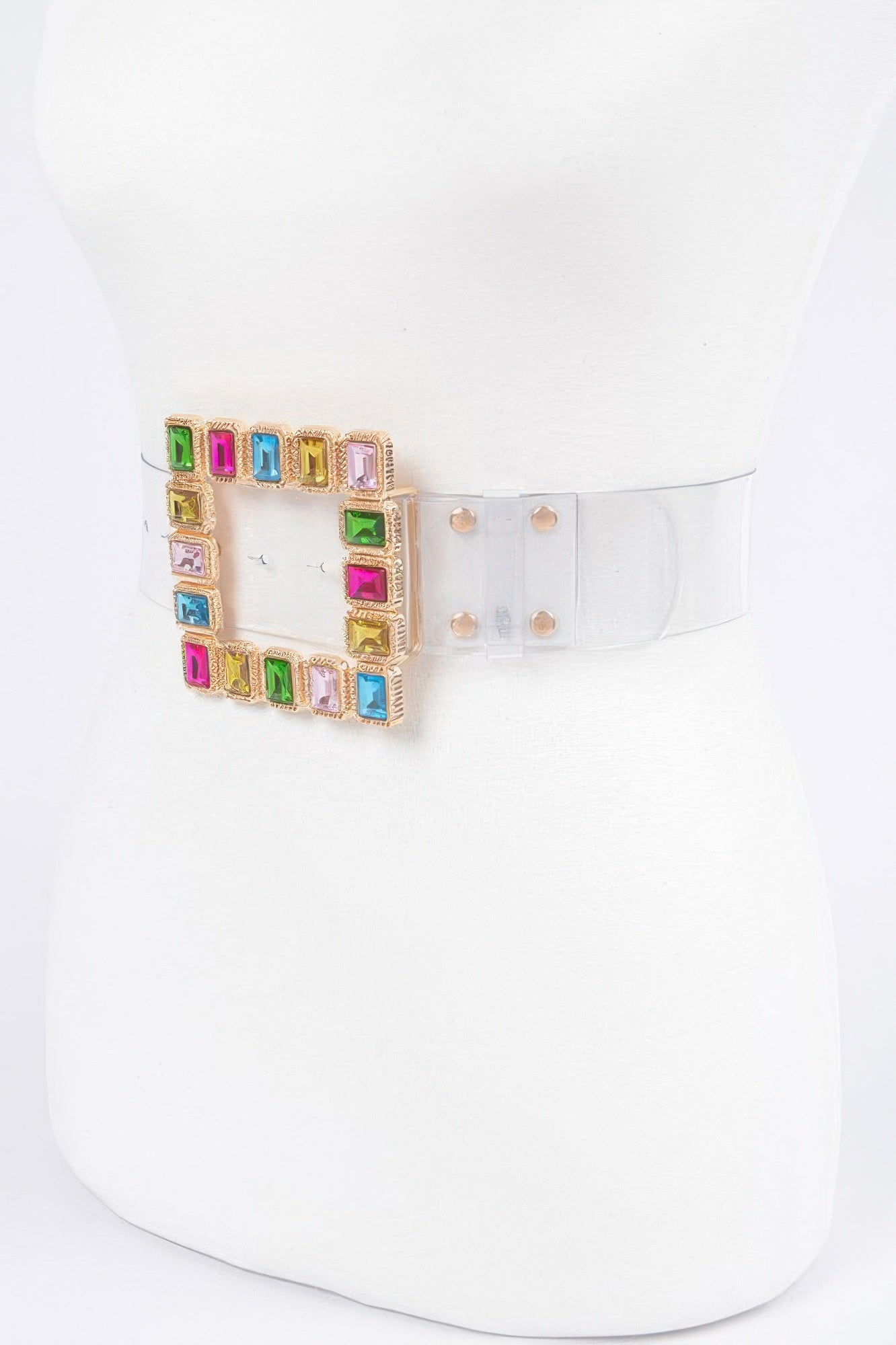 Stone Buckle Plus Size Transparent Belt