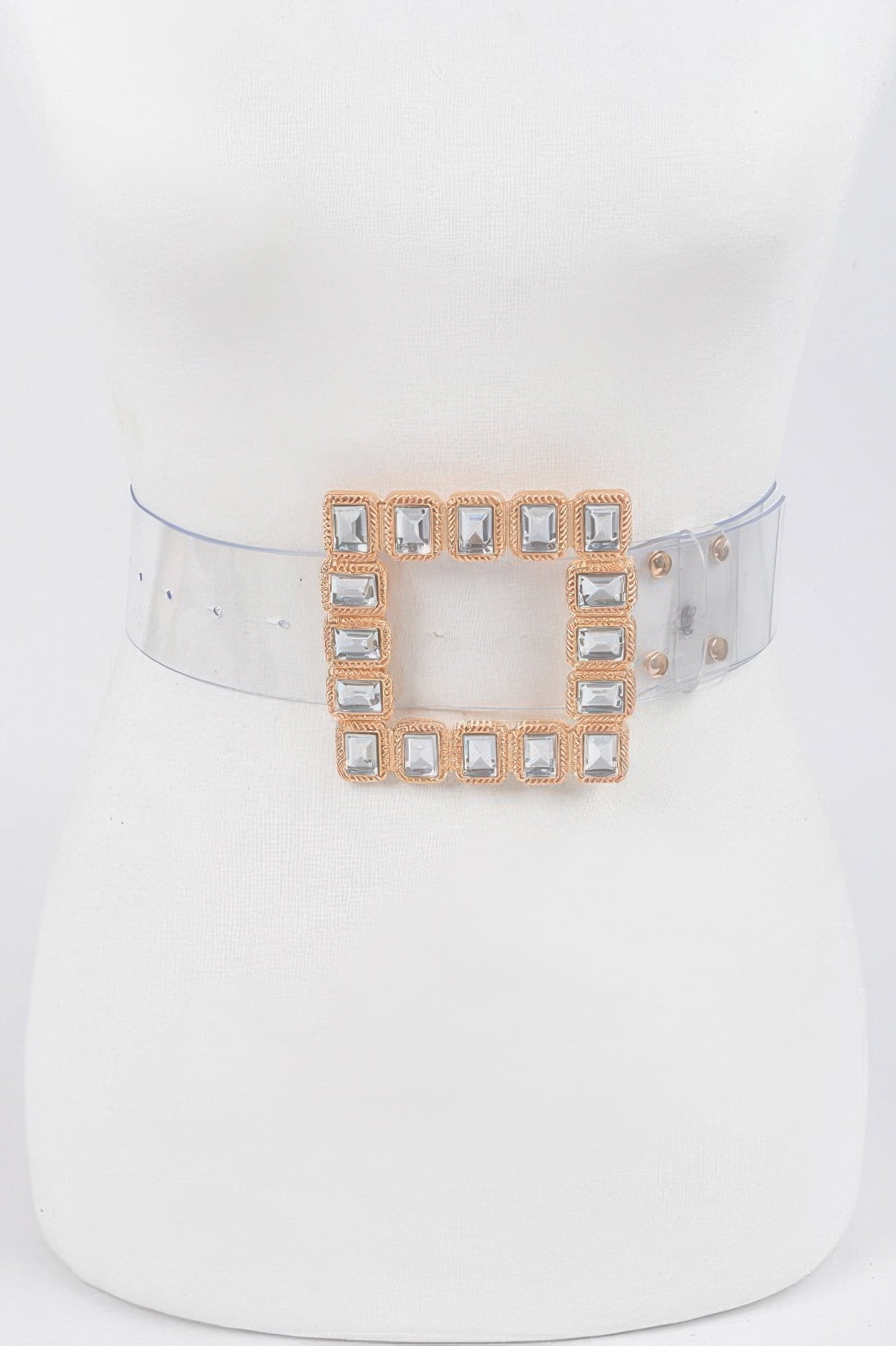 Stone Buckle Plus Size Transparent Belt