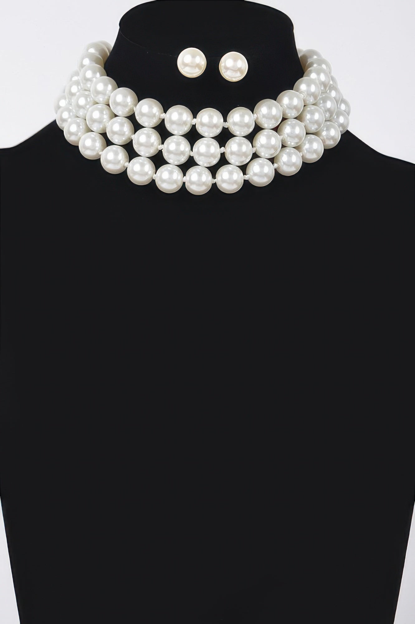 Faux Pearl Necklace W/earring