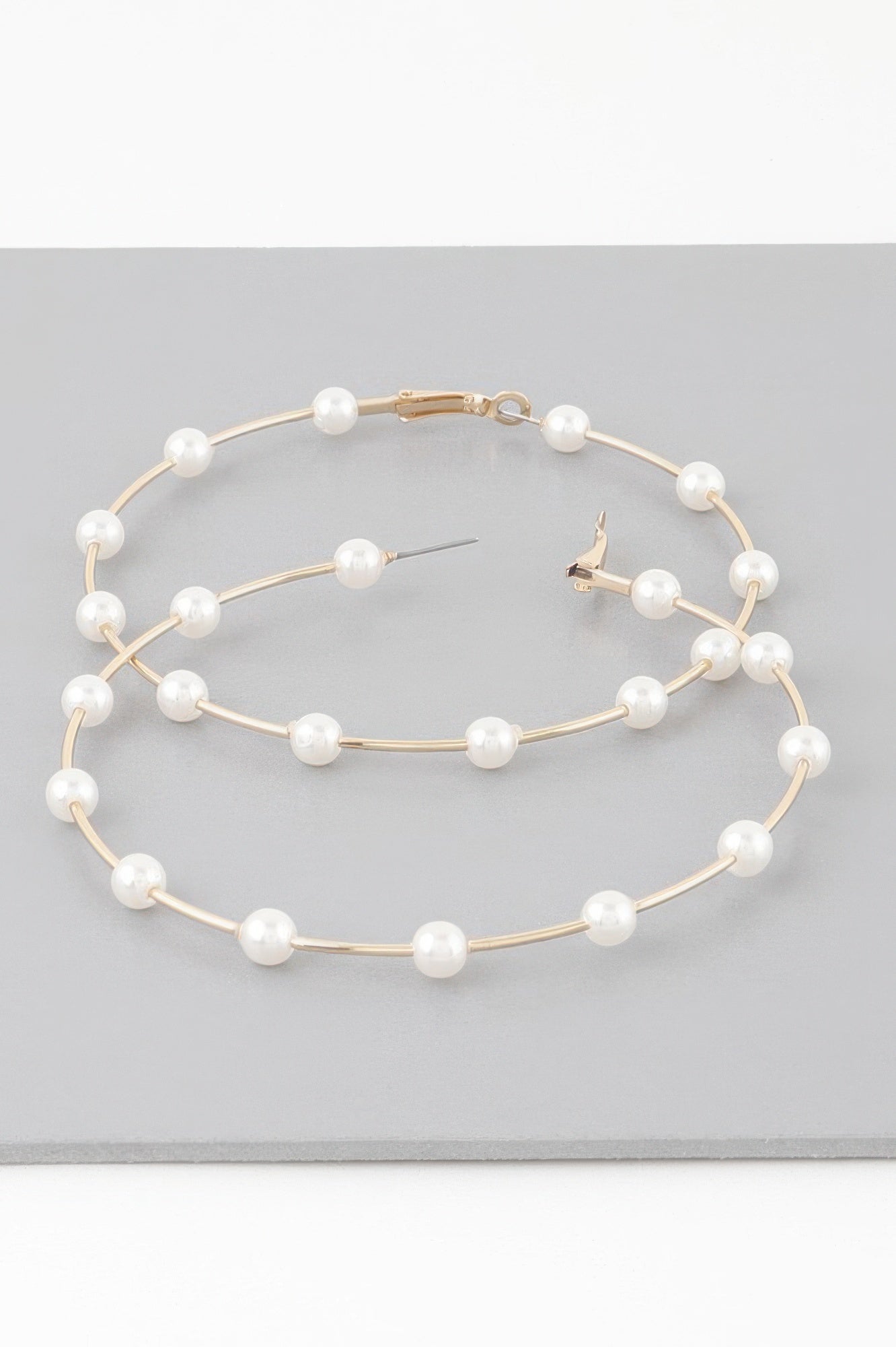 Oversized Stone Lined Hoop Earrings