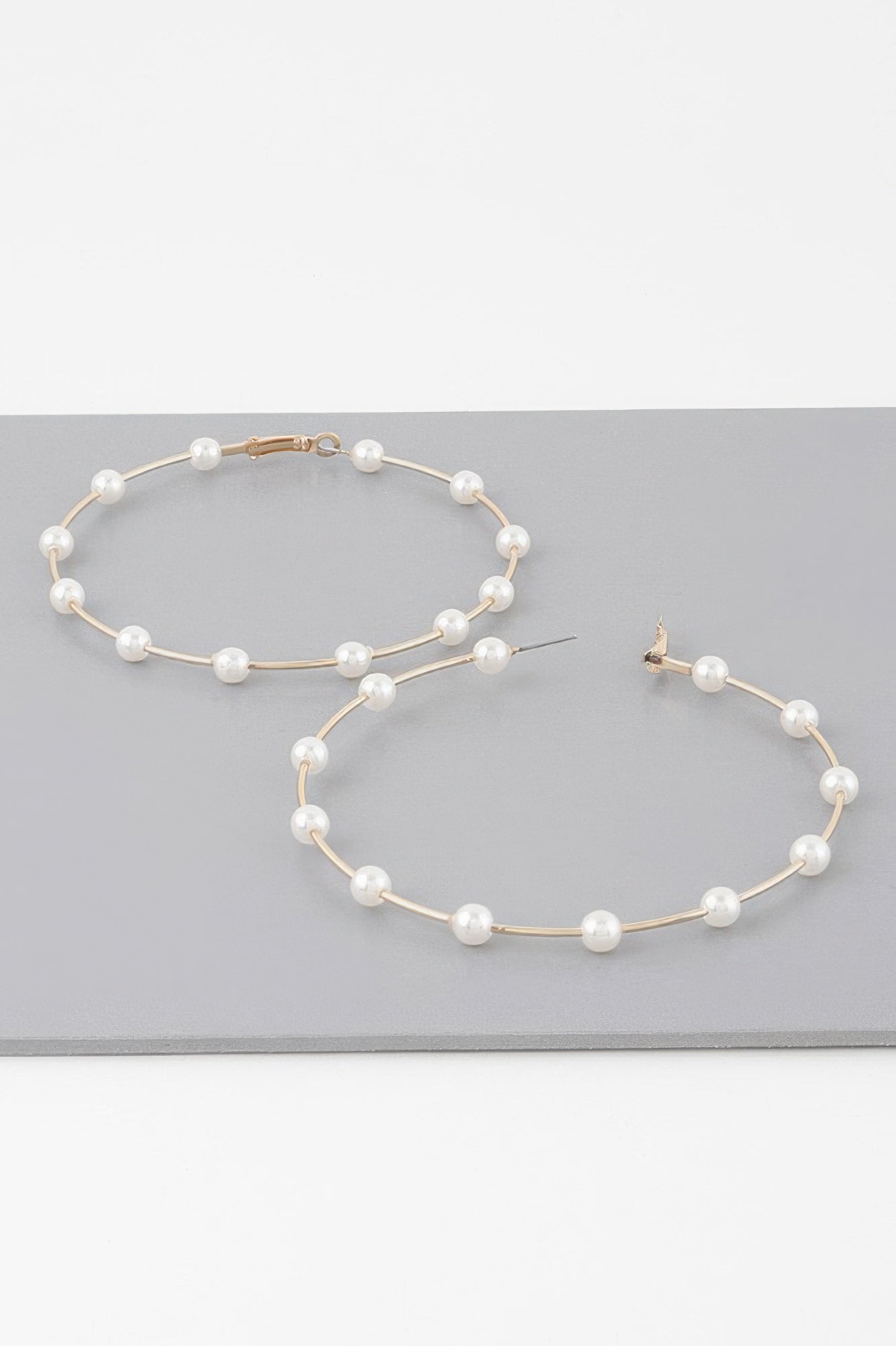 Oversized Stone Lined Hoop Earrings