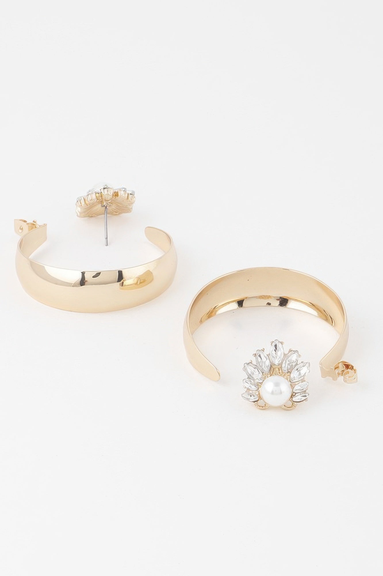 Shiny Pearl Hoop Earrings