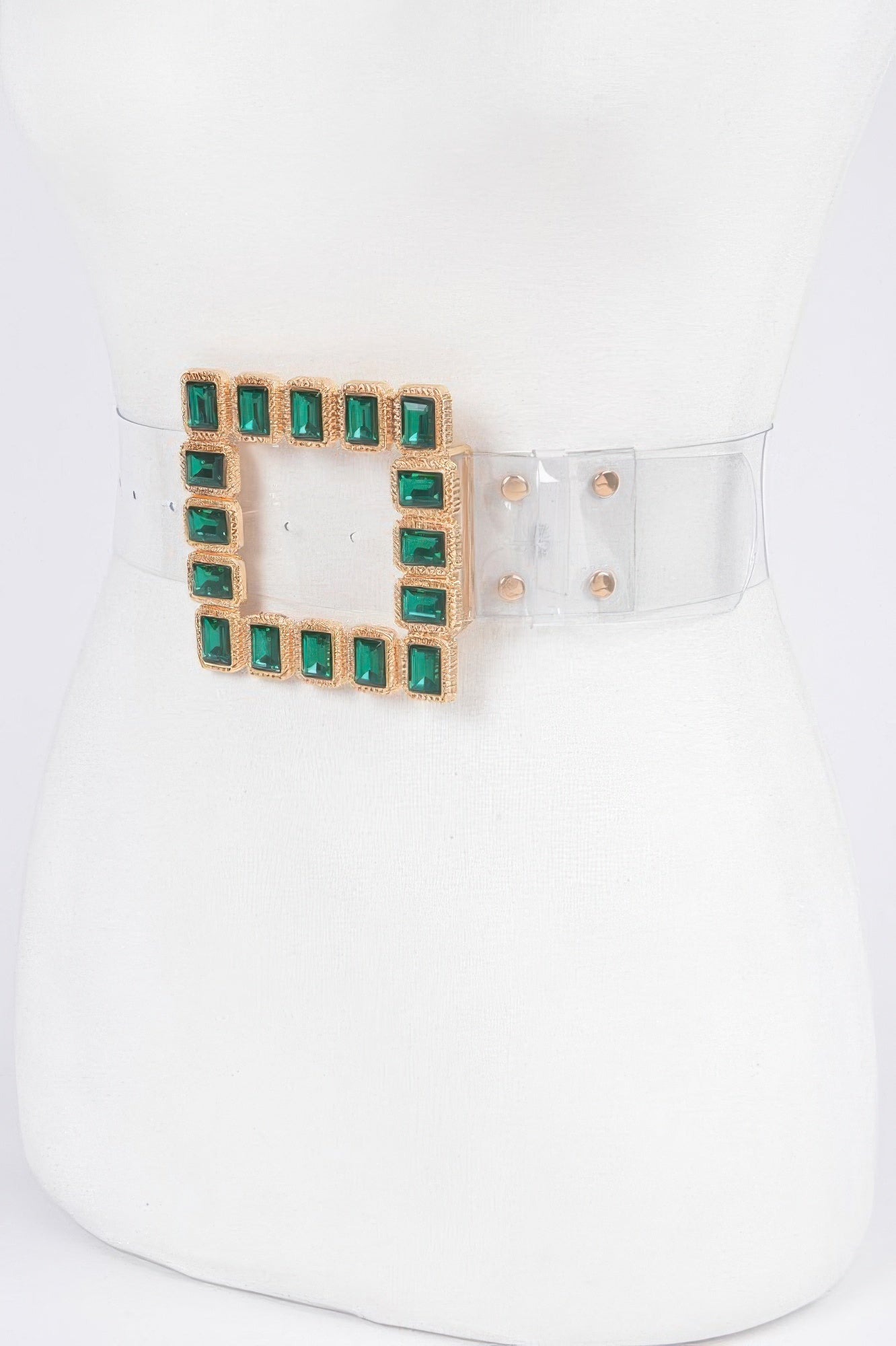 Women's Stone Buckle Faux Leather Belt