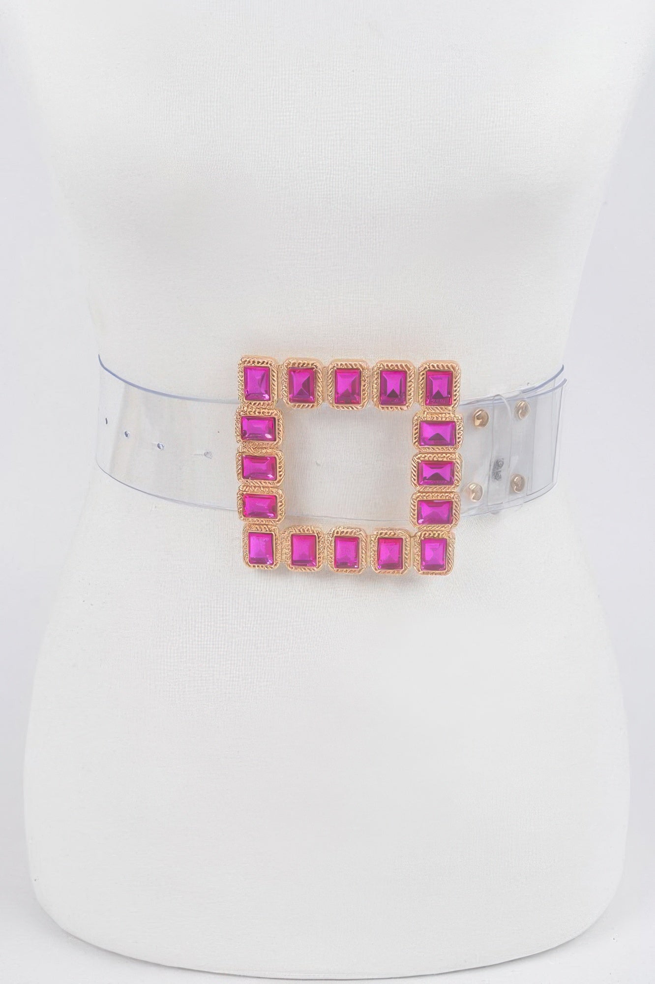 Women's Stone Buckle Faux Leather Belt