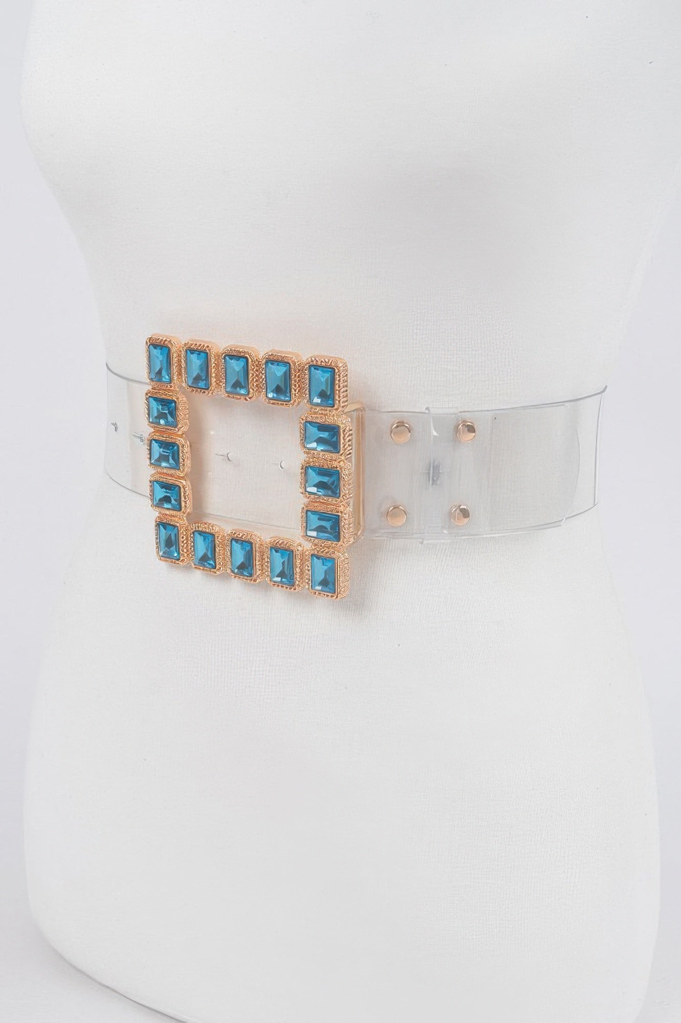 Women's Stone Buckle Faux Leather Belt