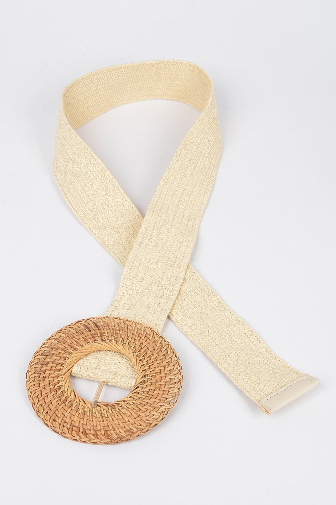 Oversize Weaved Bamboo Buckle Elatic Belt
